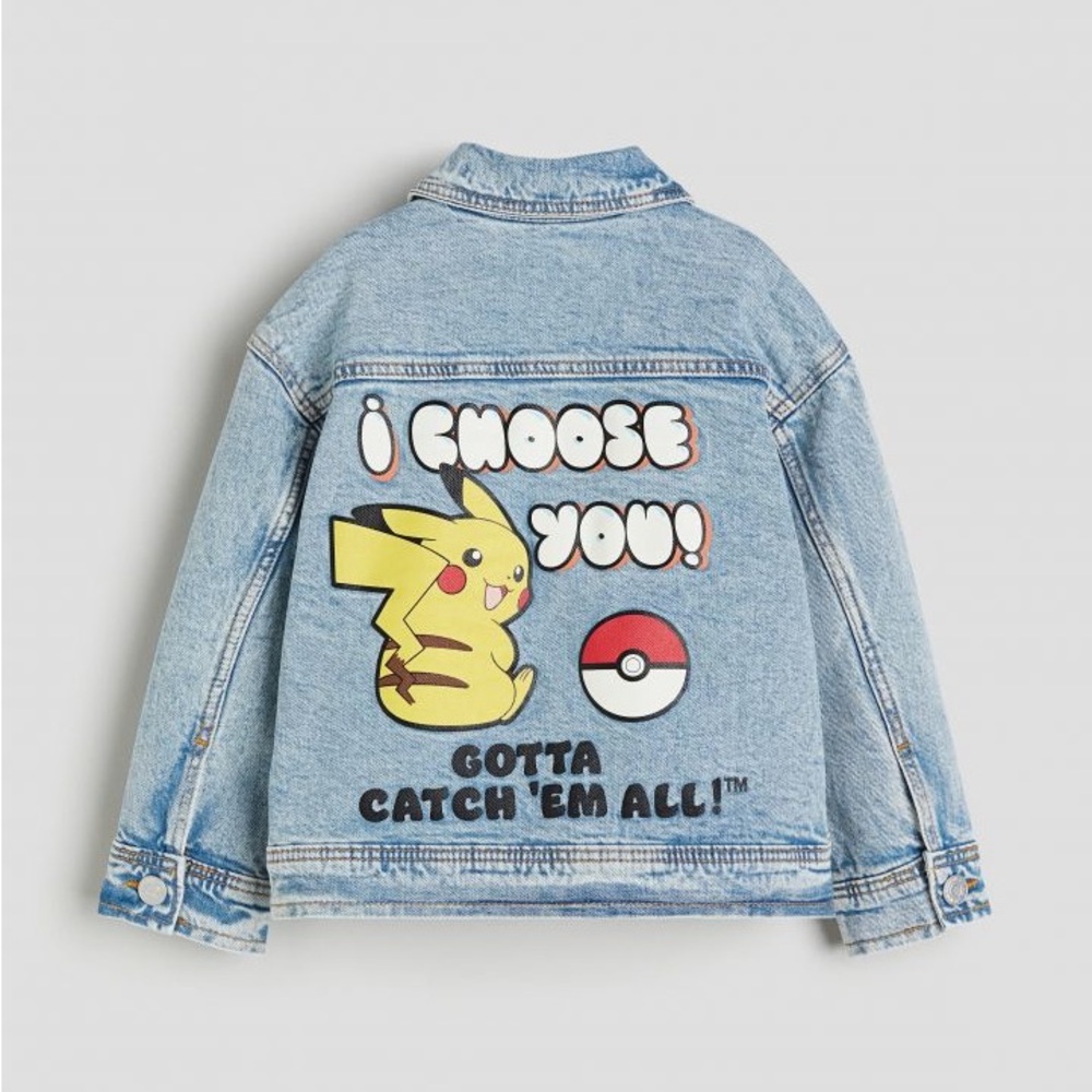 H&M Baby Kids Pokémon Pikachu Denim Jean Jacket Boys Girls 2T Toddlers